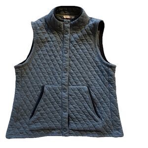 Orvis Women’s Blue Quilted Vest Snap Front Pockets Lightweight Size Large